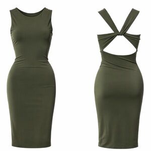 GUCCI Bodycon Open Back Green Dress Size Small